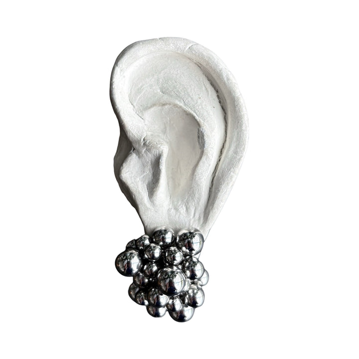 Silver Geometric Ball Cluster Earrings