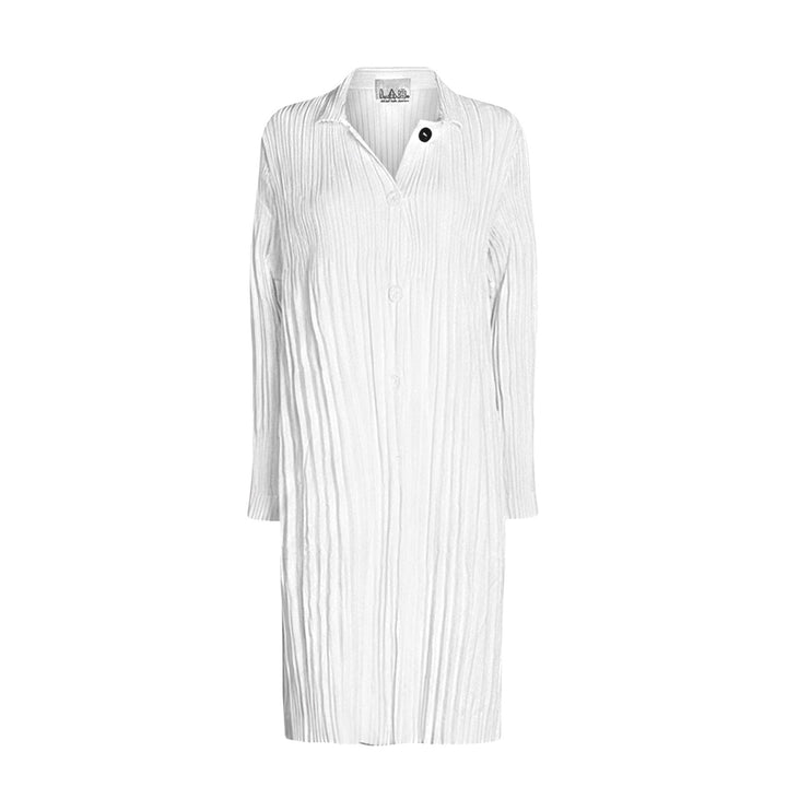 White Accordion Pleated Shirt Dress