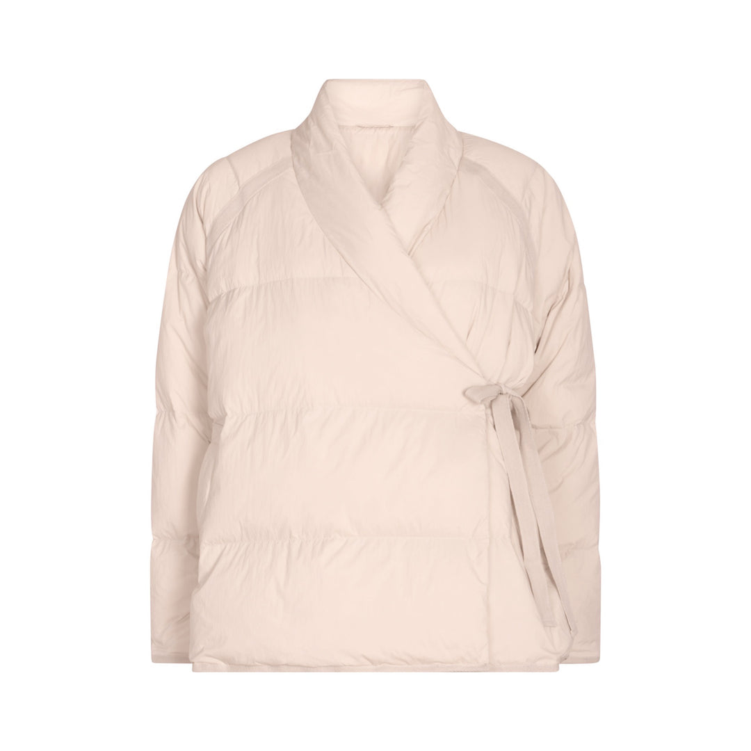 Beige Quilted Wrap Down Jacket