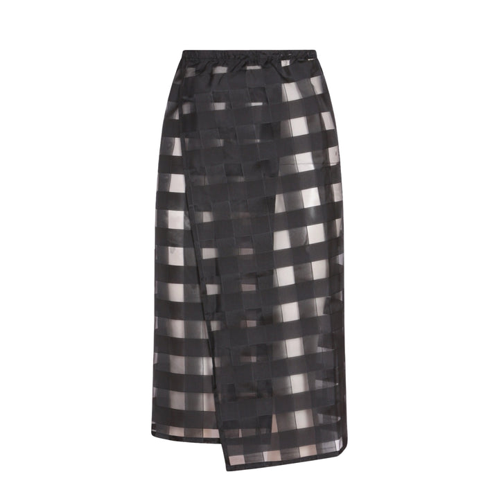Black Checkered Organza Wrap Skirt