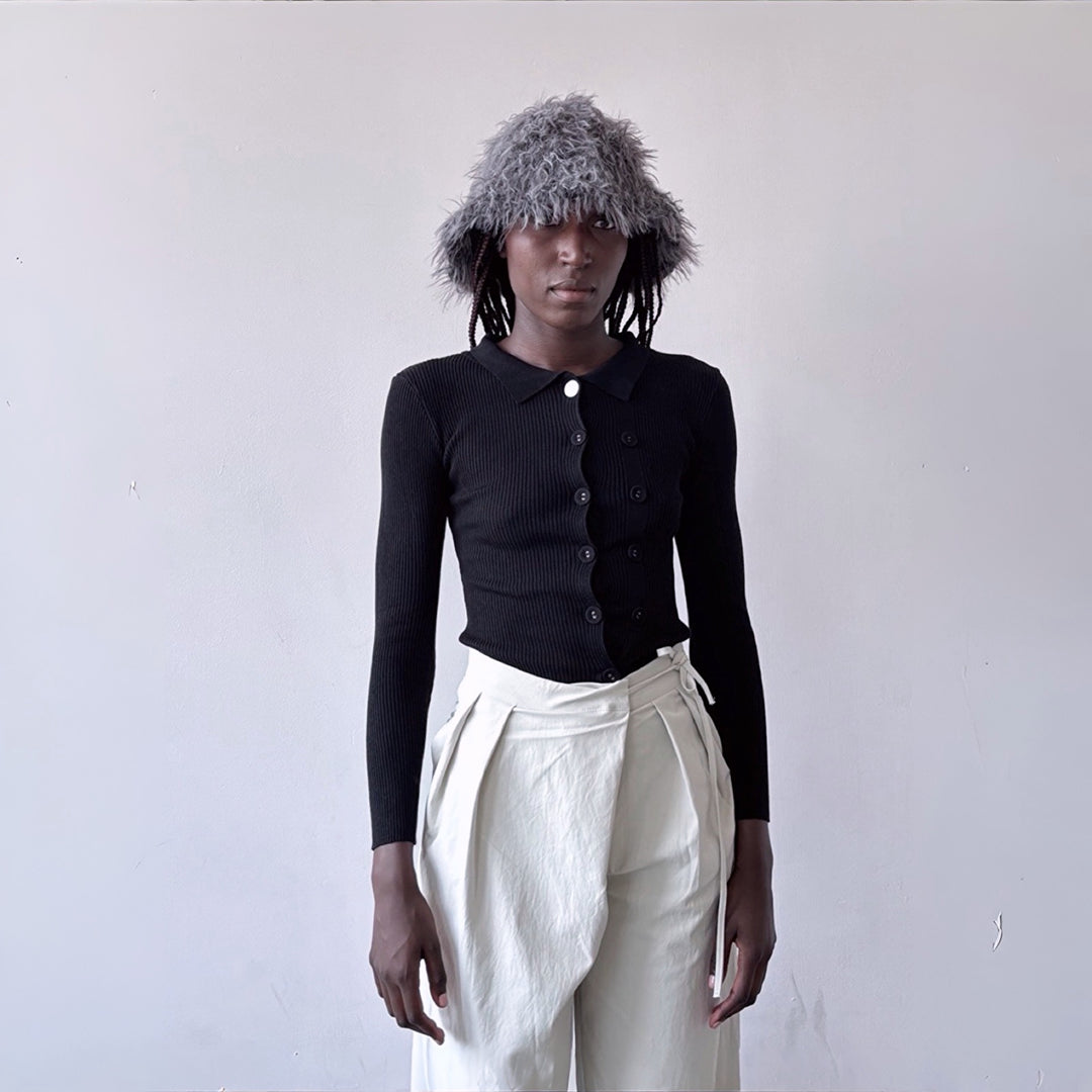Grey Wool Cloche Bucket Hat