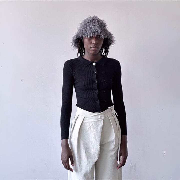 Grey Wool Cloche Bucket Hat