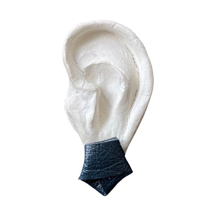 Origami Navy Nappa Leather Stud Earrings
