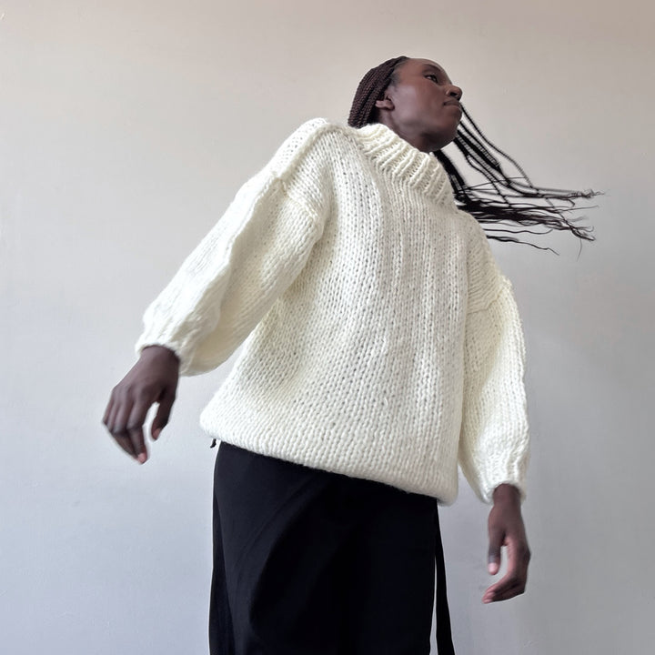 Beige Wool Chunky Knit Oversized Jumper