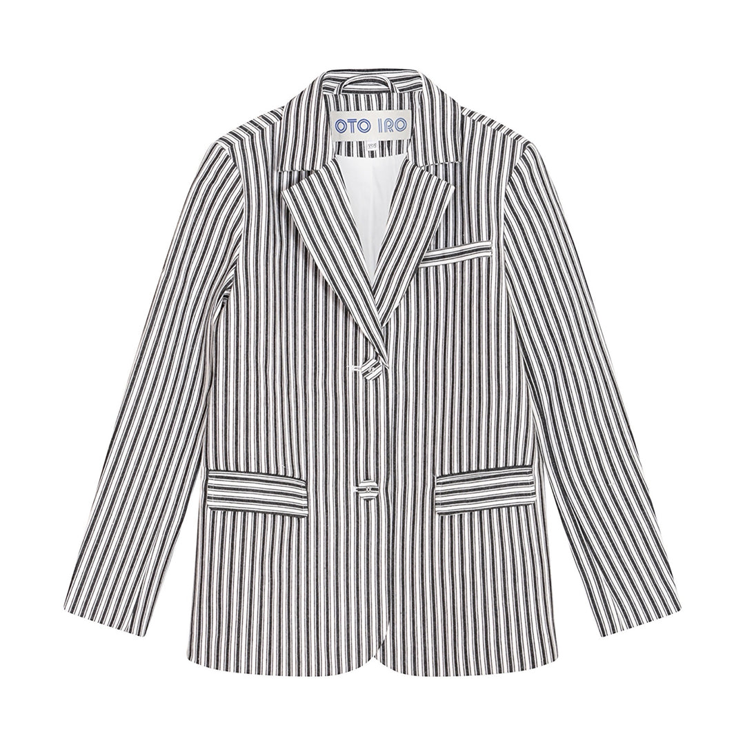 Black White Striped Tailored Blazer