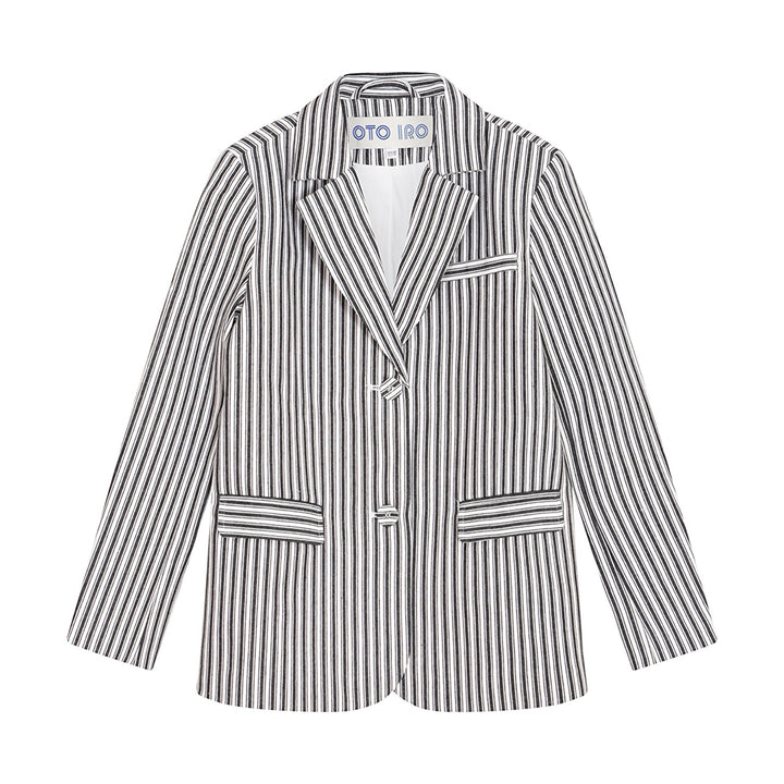 Black White Striped Tailored Blazer