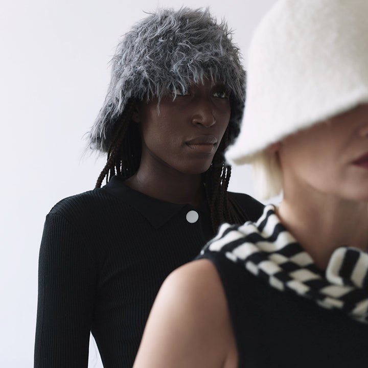 Grey Wool Cloche Bucket Hat