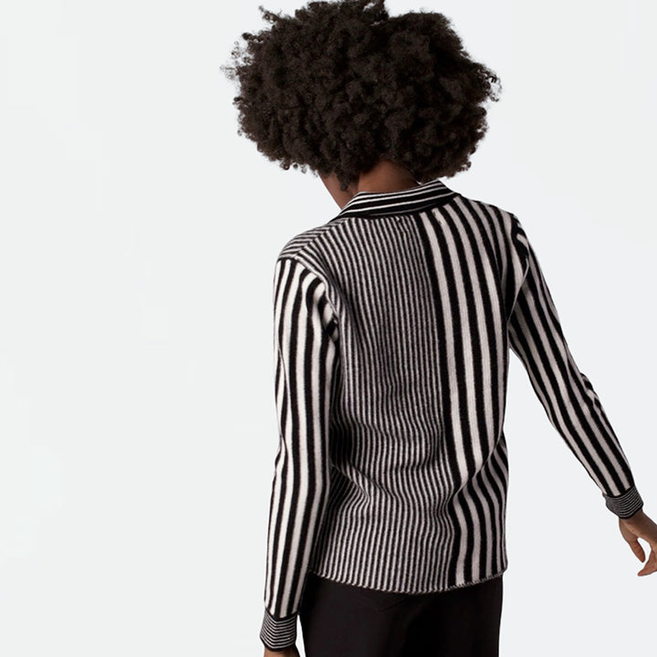Striped Merino Wool Knitted Shirt With Embroidery