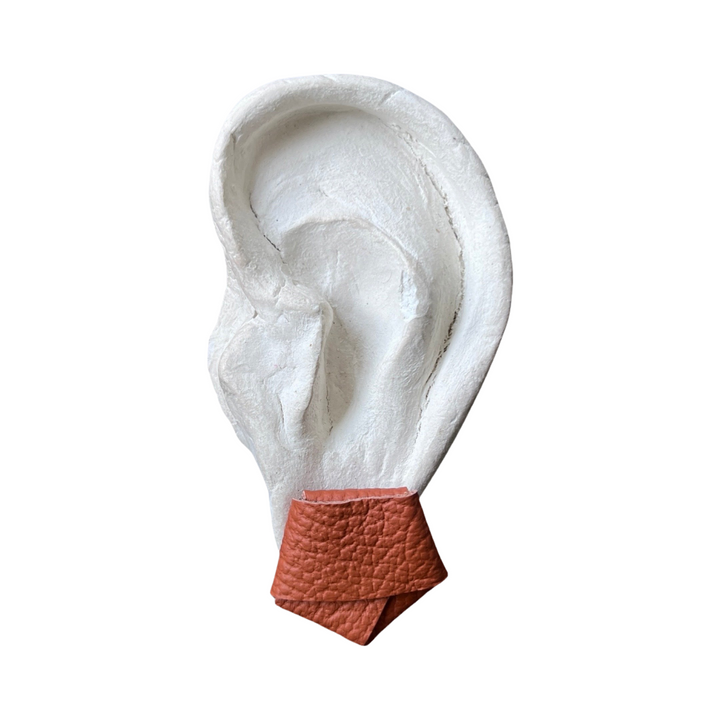Origami Grainy Rust Brown Leather Stud Earrings
