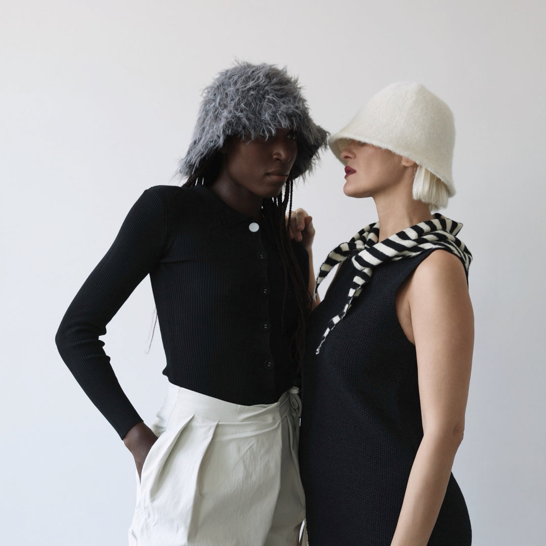 White Wool Cloche Bucket Hat