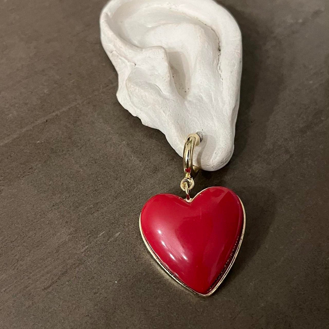 Red Heart Chandelier Earrings