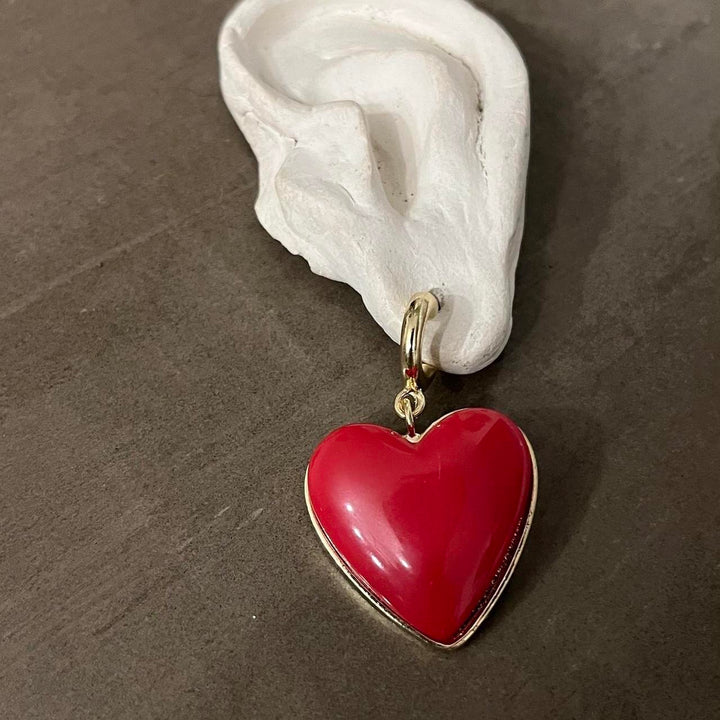 Red Heart Chandelier Earrings