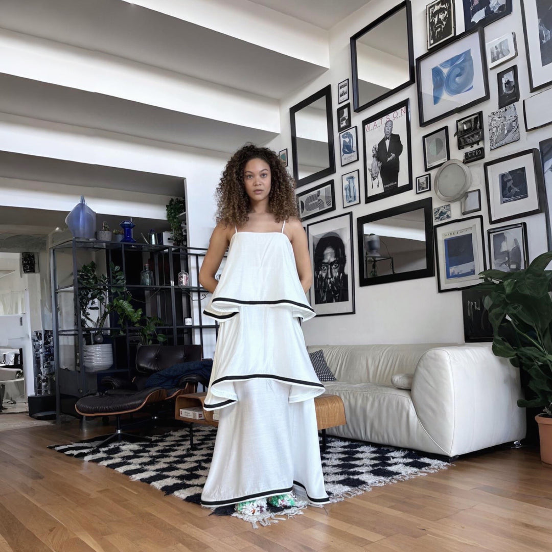 White Layer Dress With Spaghetti Straps