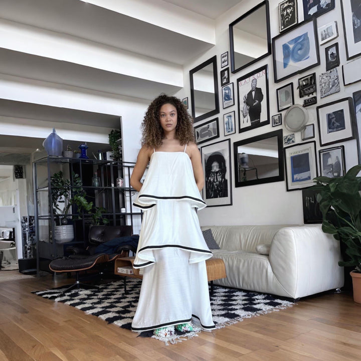 White Layer Dress With Spaghetti Straps