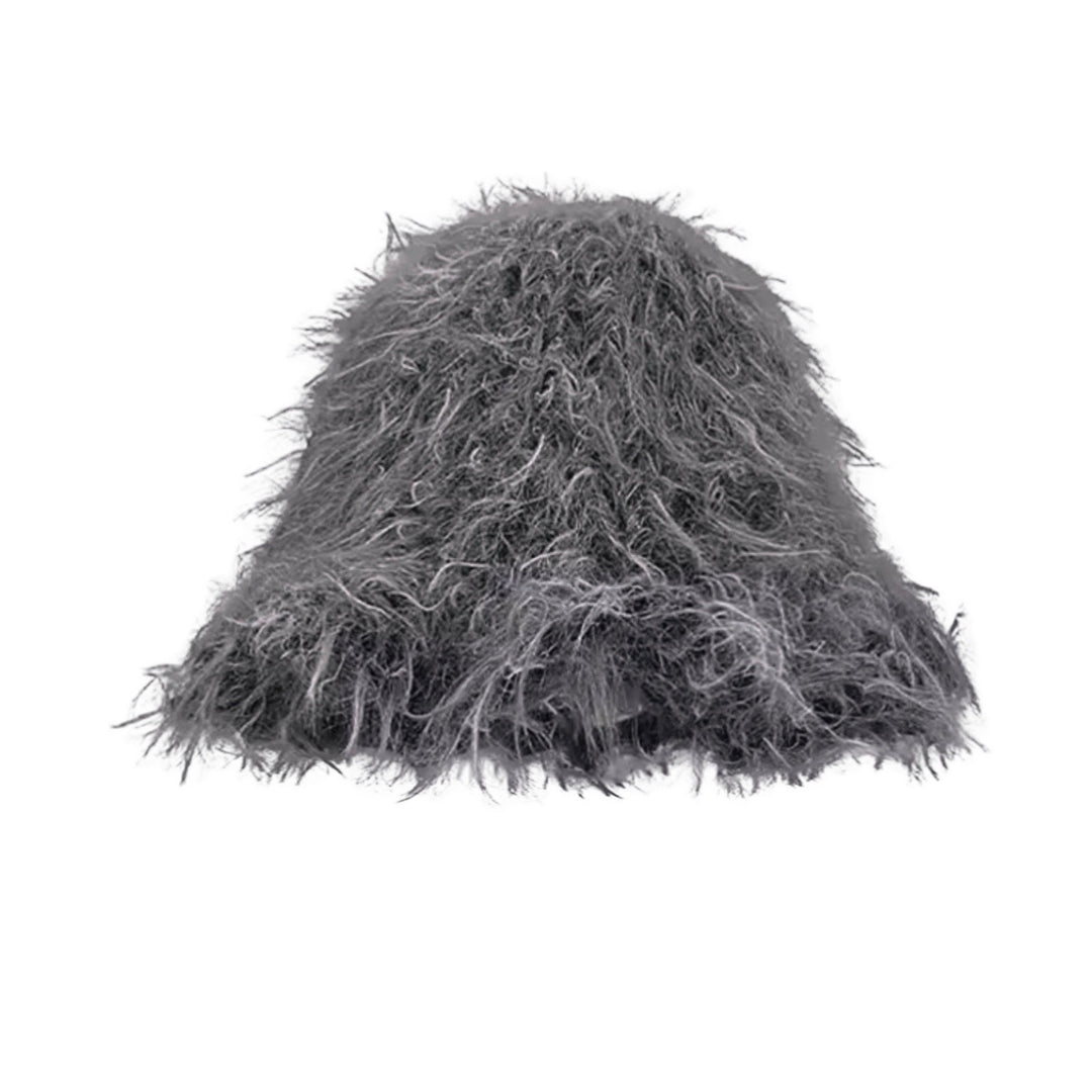 Grey Wool Cloche Bucket Hat