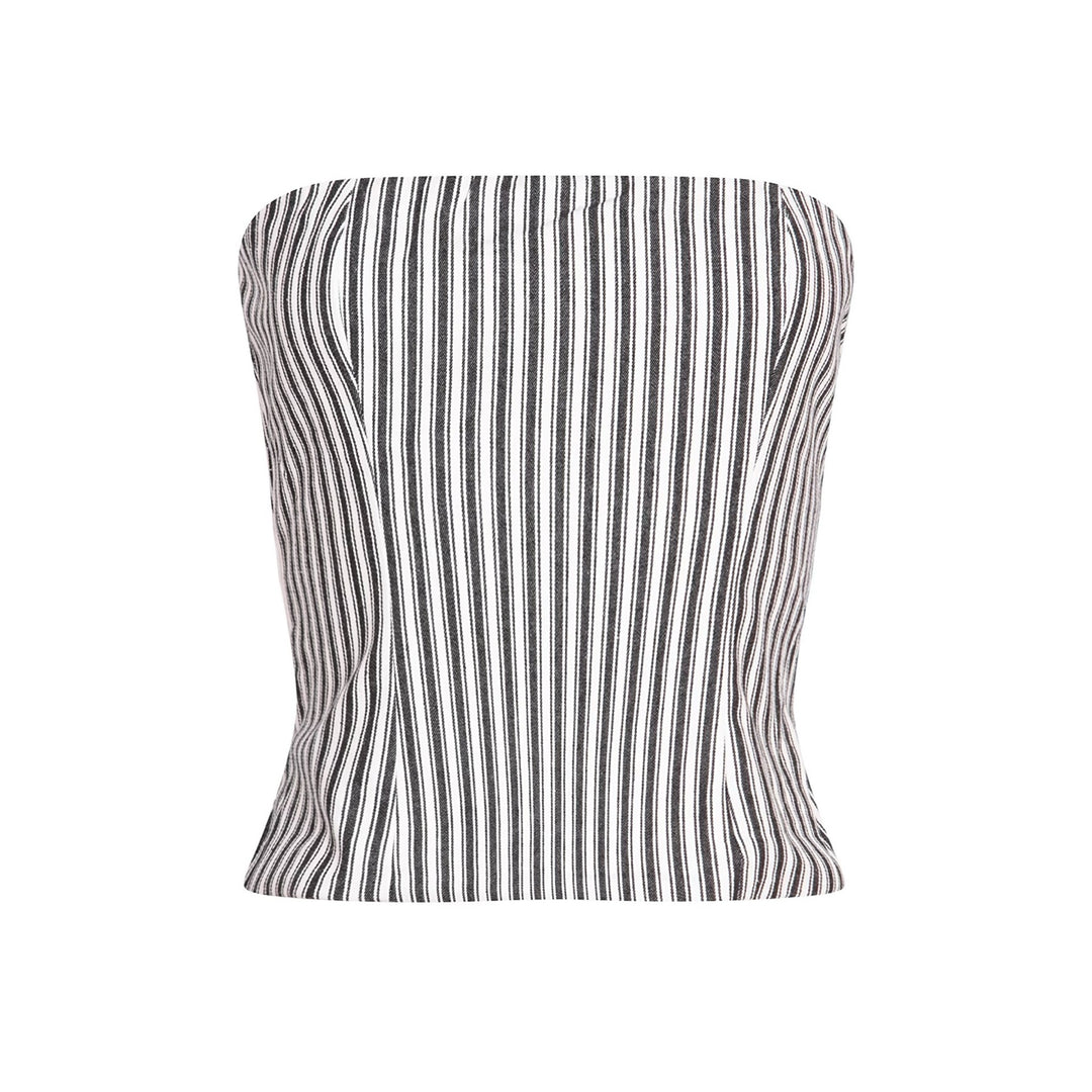 Black White Striped Strapless Corset