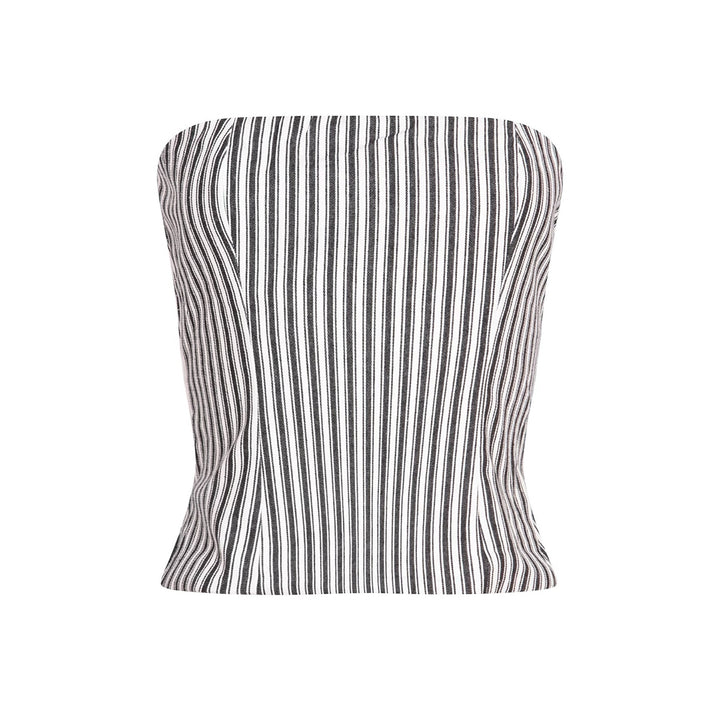 Black White Striped Strapless Corset