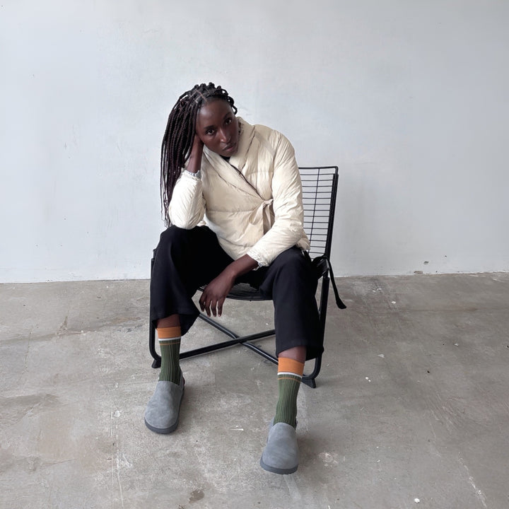 Color Block Green Orange Thin Socks