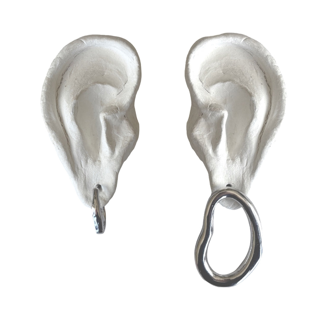 Minimalist Asymmetric Silver Hoop Earrings