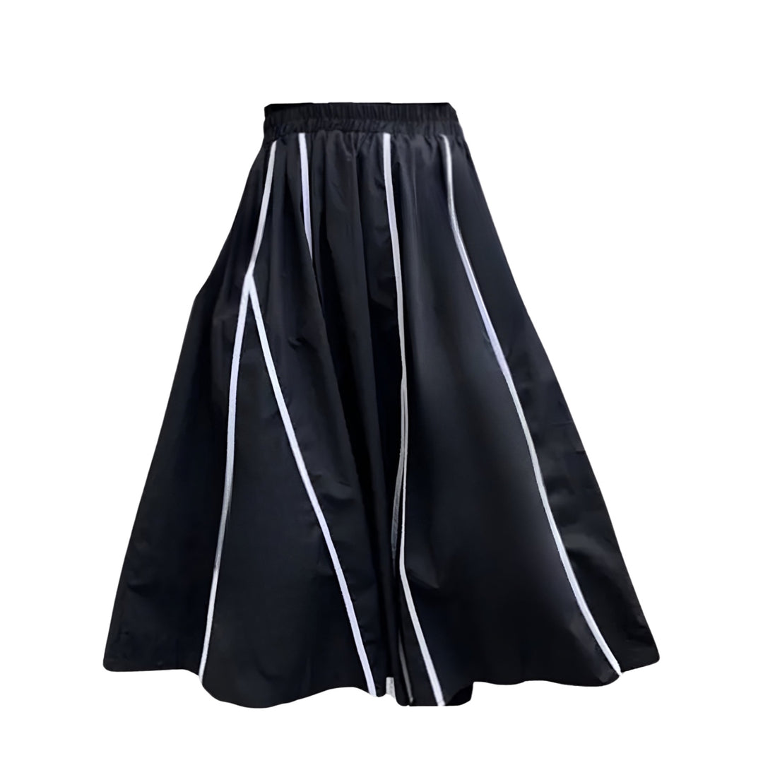 Black Skirt With Panels And White Contrast Tape