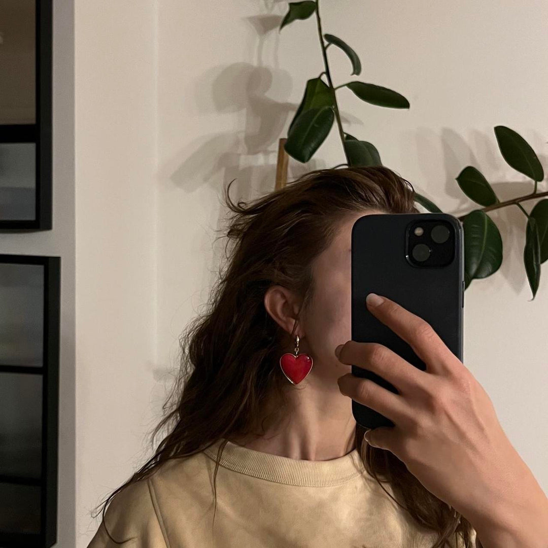 Red Heart Chandelier Earrings