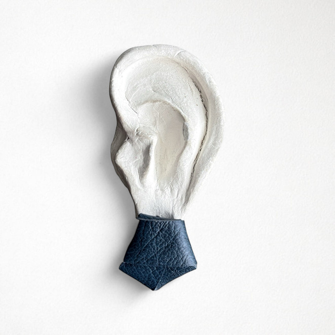 Origami Navy Nappa Leather Stud Earrings
