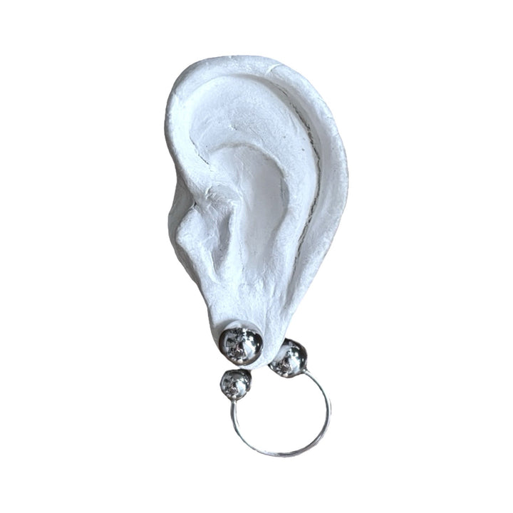 Silver Geometric Ball Hoop Earrings