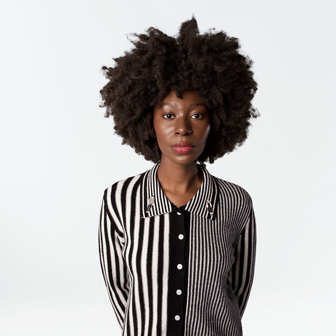 Striped Merino Wool Knitted Shirt With Embroidery