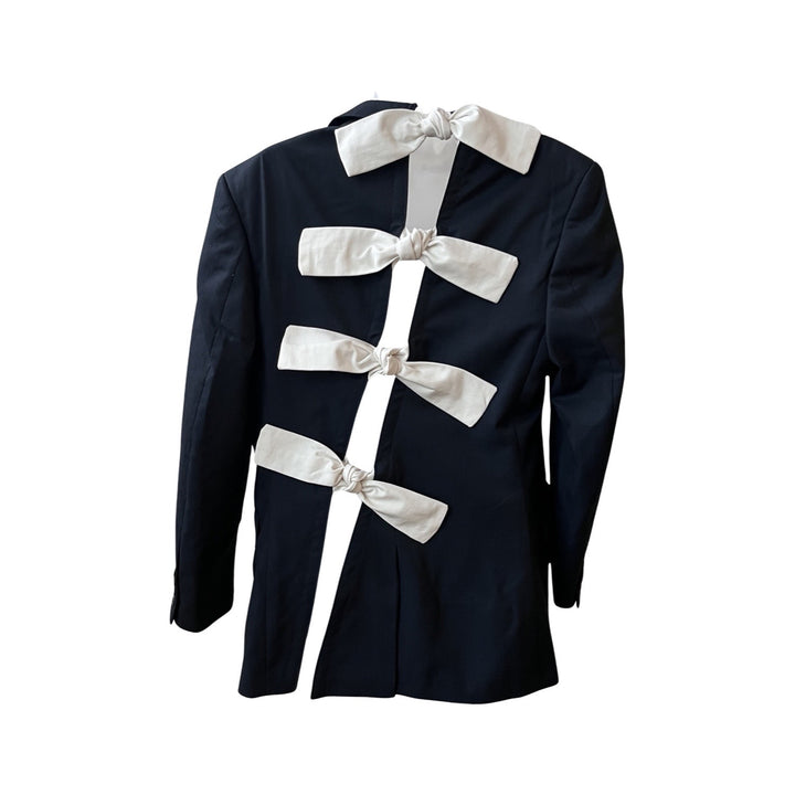 Reworked Men's Blazer With Back Cut Out And White Bows