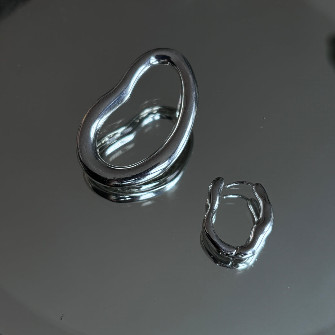 Minimalist Asymmetric Silver Hoop Earrings