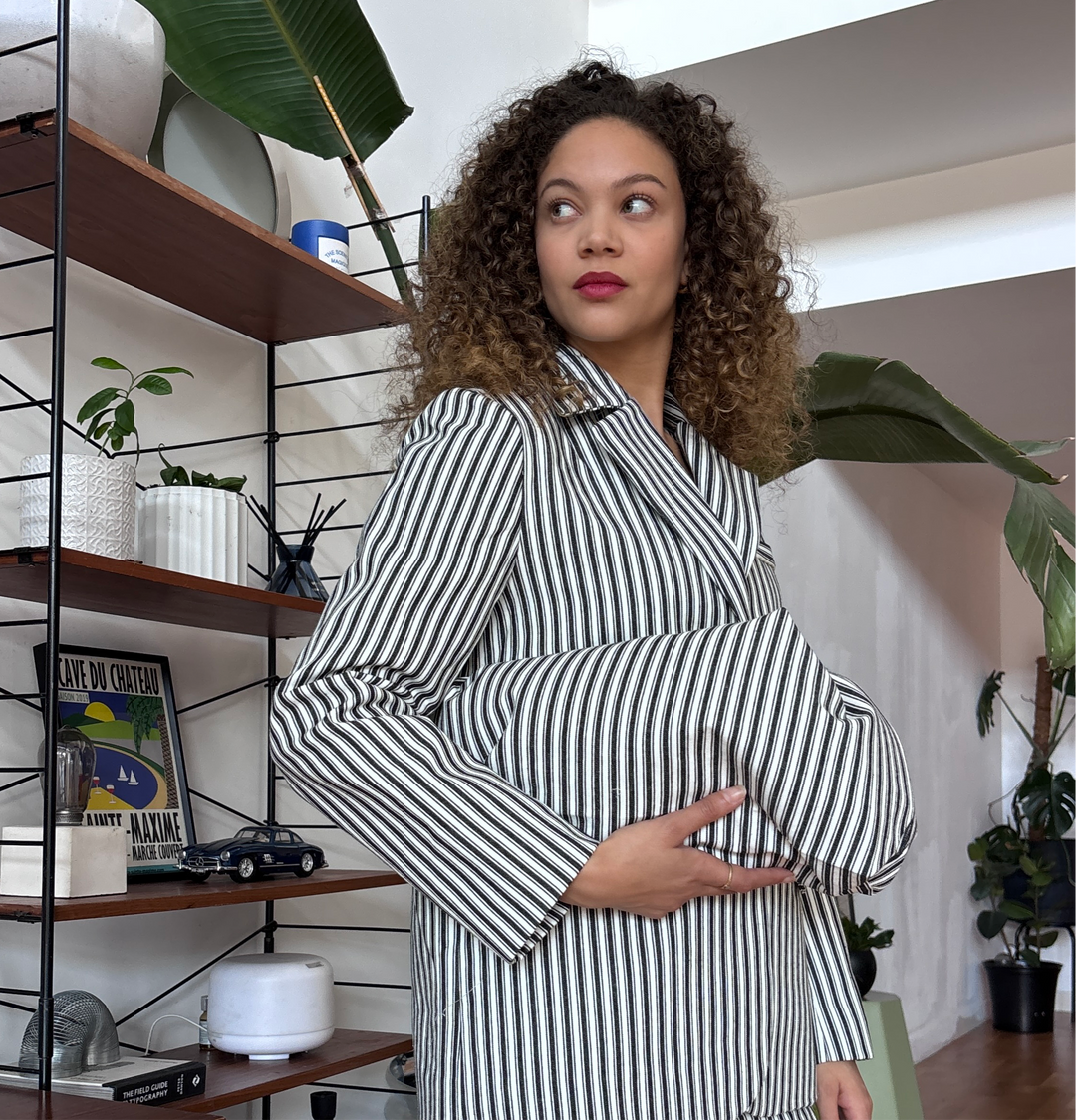 Black White Striped Tailored Blazer