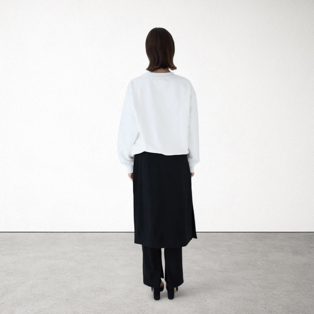 White Heavyweight Jumper With People Embroidery