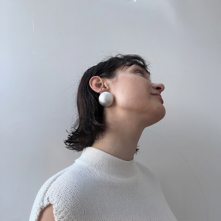 Big Brushed Silver Stud Earrings