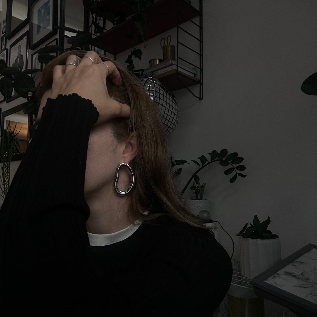 Minimalist Asymmetric Silver Hoop Earrings