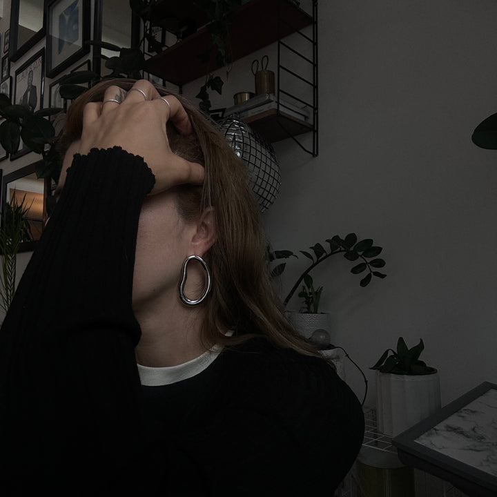 Minimalist Asymmetric Silver Hoop Earrings