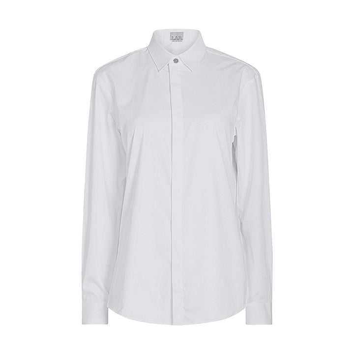 White Bamboo Shirt With Hidden Buttons