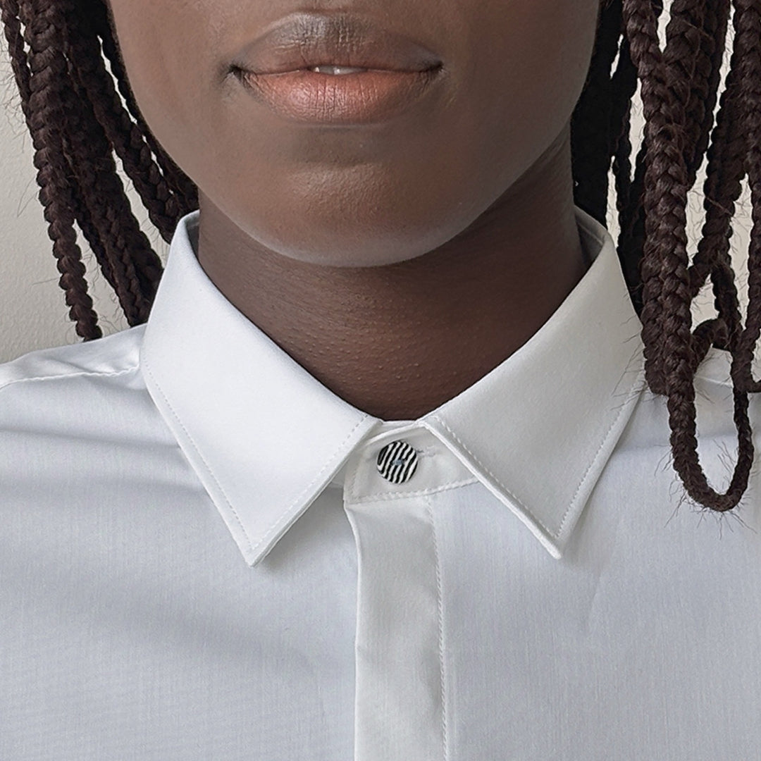 White Bamboo Shirt With Hidden Buttons