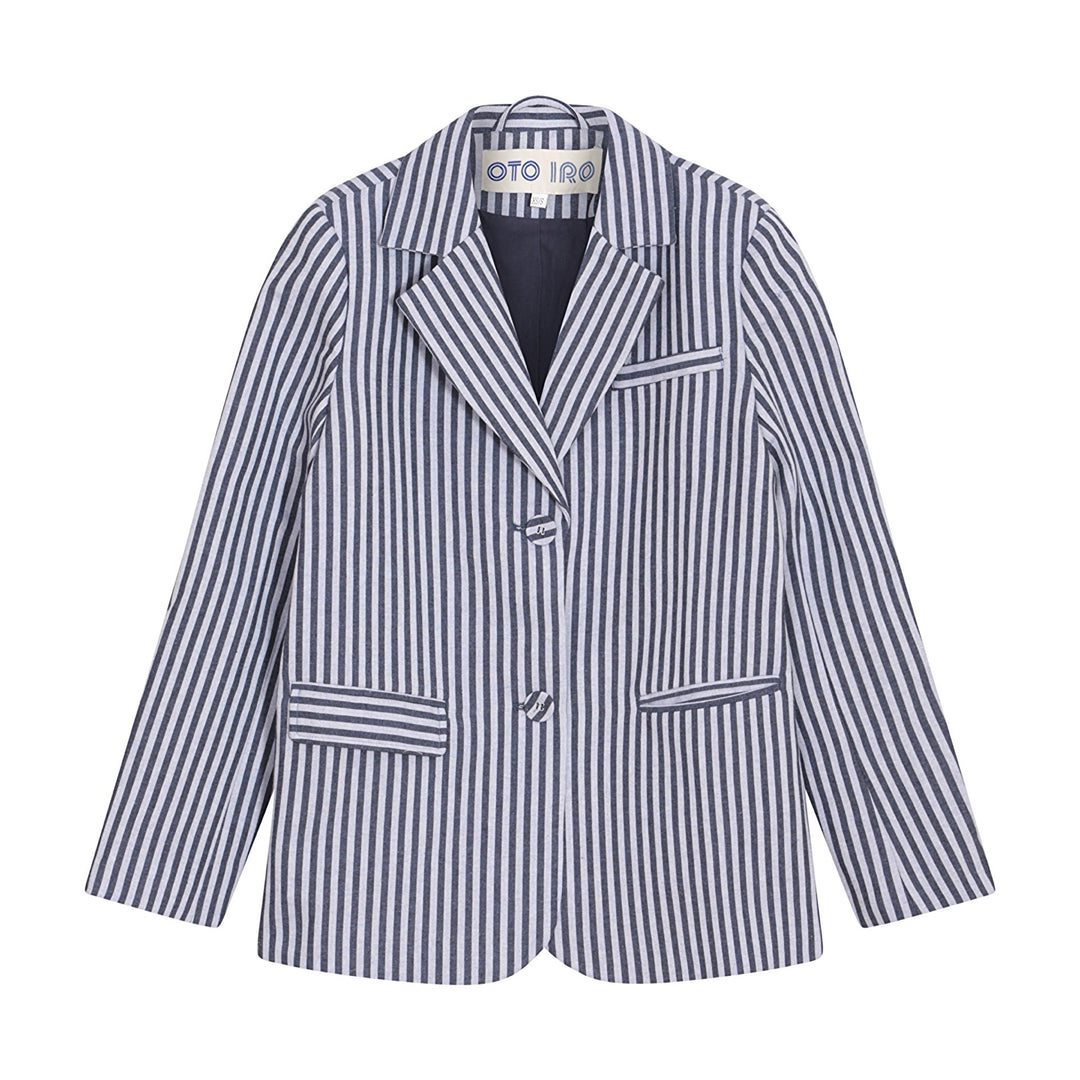 Blue White Striped Tailored Blazer