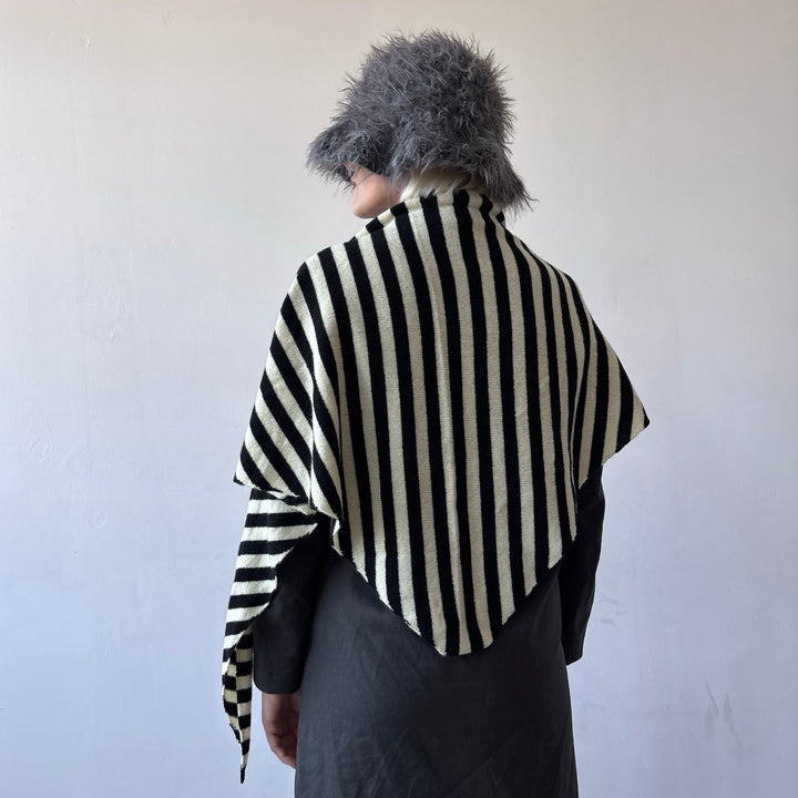 Striped Wool Large Triangle Knitted Scarf