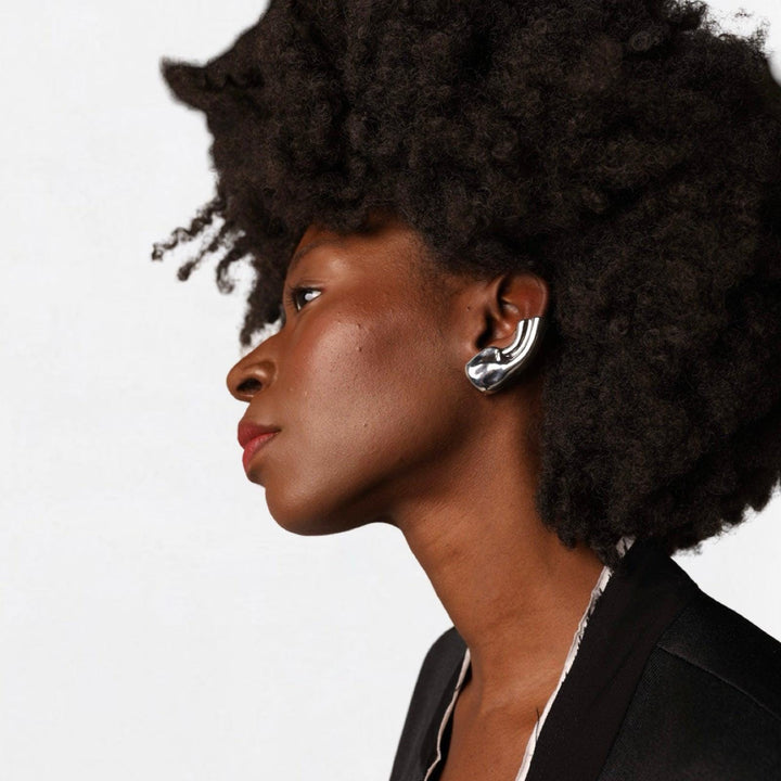 Silver ear lobe cuff earring (1 pc)