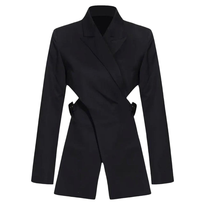 Reworked black blazer with wrap detail and cut out back