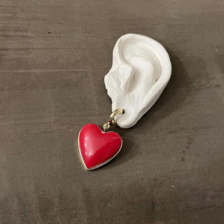 Red heart chandelier earrings