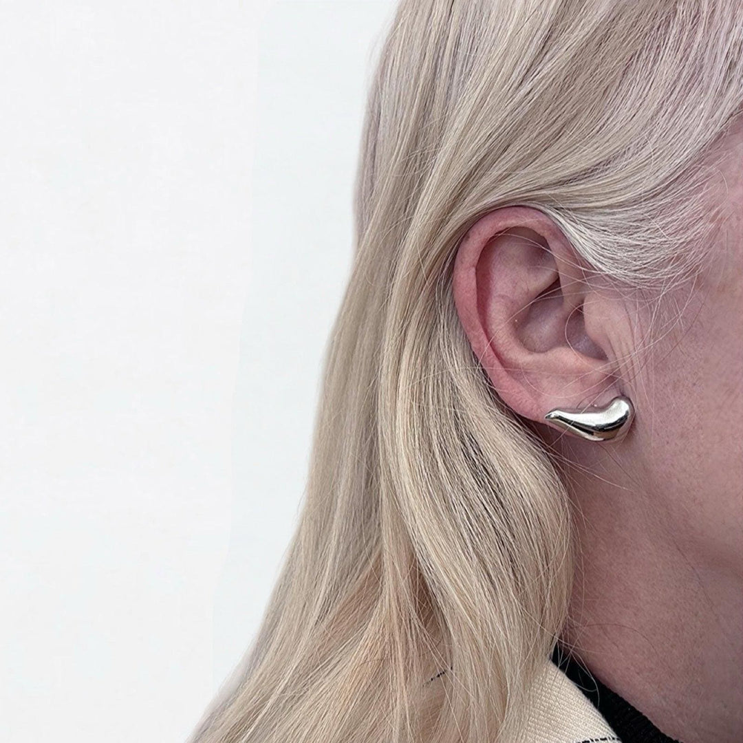 Silver earlobe cuff earrings