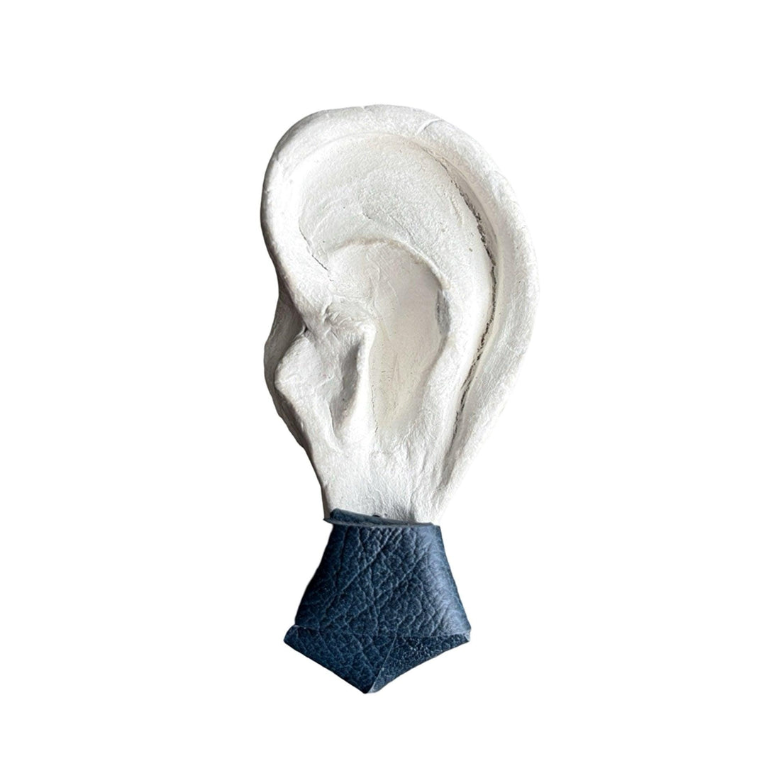 Origami navy nappa leather stud earrings