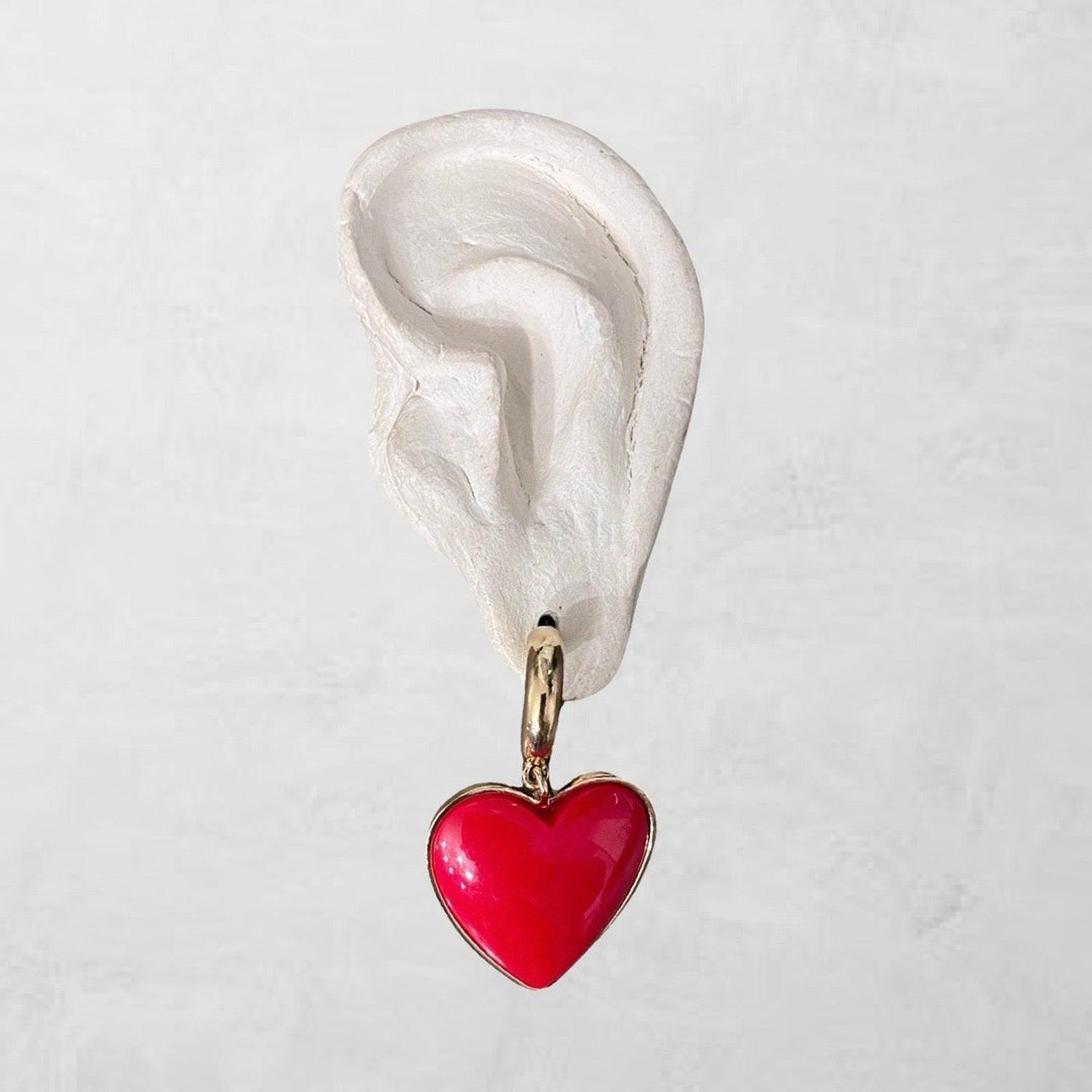 Red heart chandelier earrings