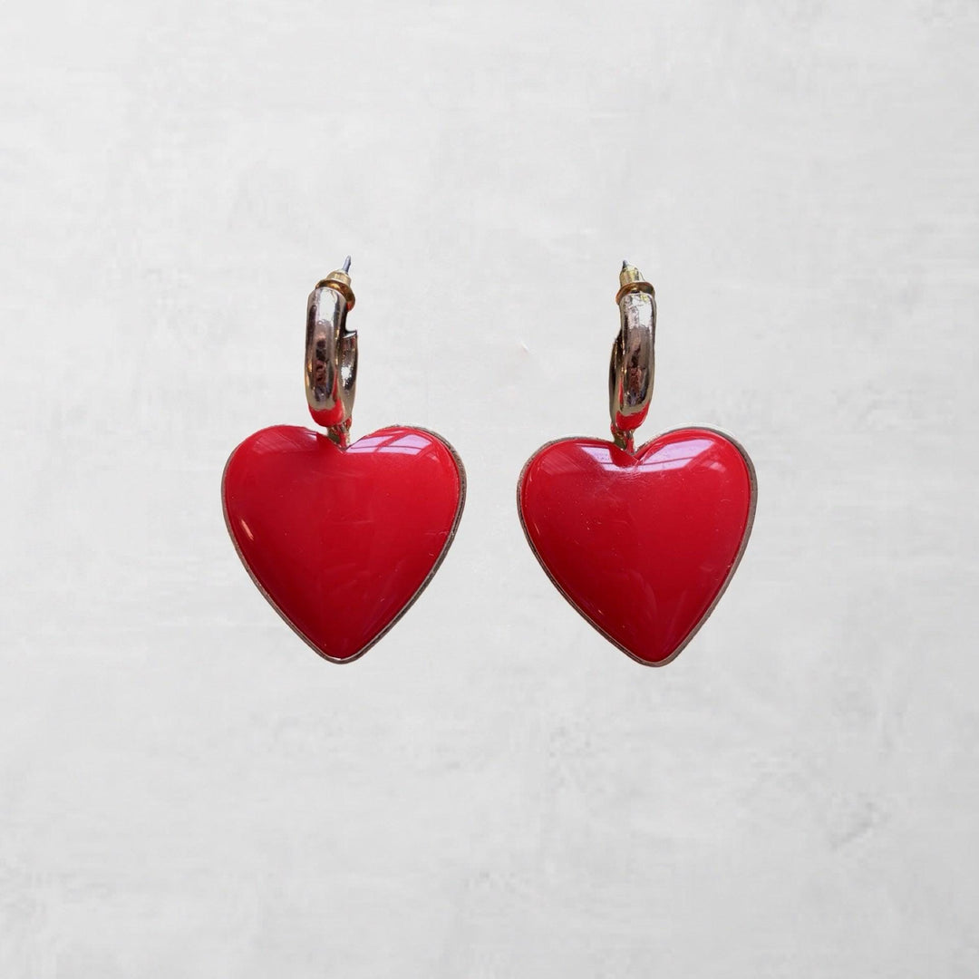 Red heart chandelier earrings