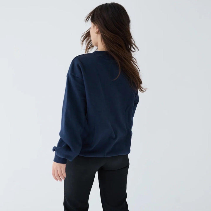 Navy heavyweight jumper with people embroidery