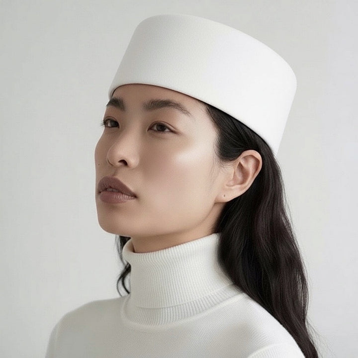 White Wool Pillbox Hat