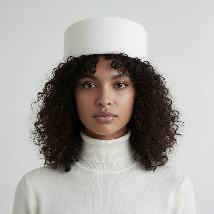White Wool Pillbox Hat