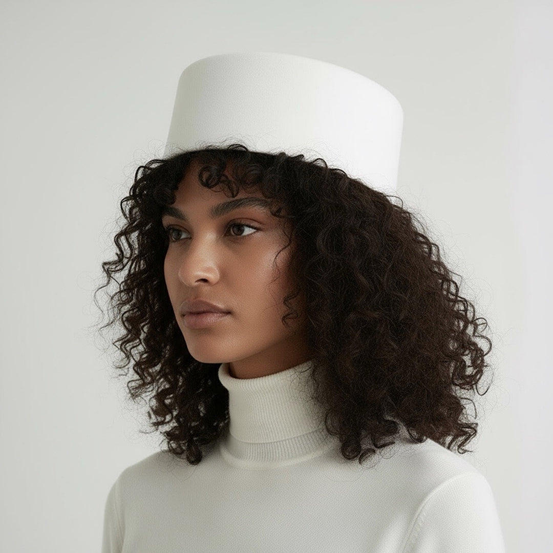 White Wool Pillbox Hat